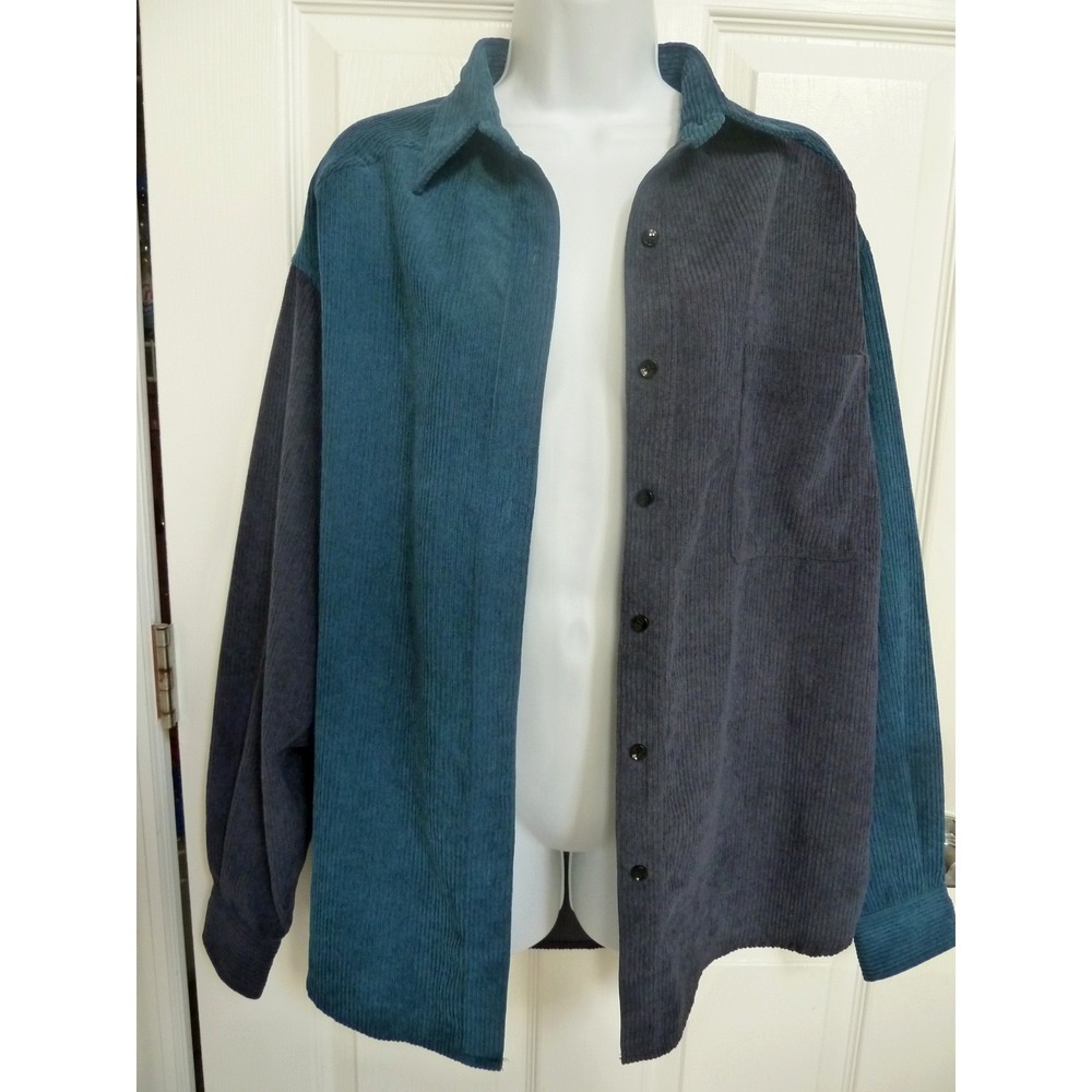 Natural Life Women Medium Blue Colorblock Corduroy Shirt Jacket Shacket Boho